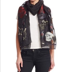 Alexander McQueen black embroidered scarf